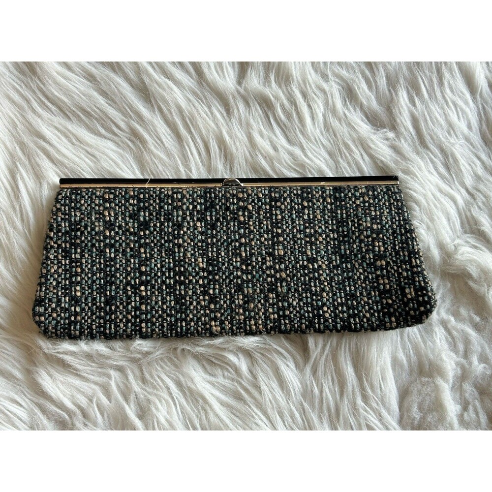 Banana Republic Tweed Frame Clutch Bag Purse Evening Wool Blend Kisslock